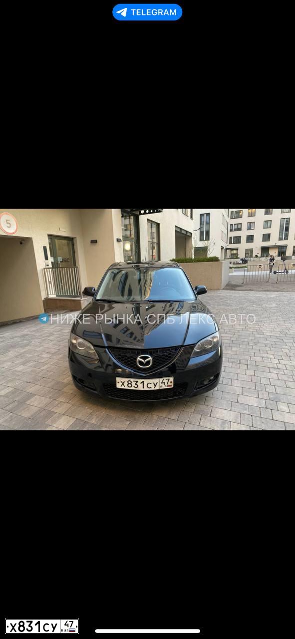 Фото автомобиля MAZDA 3, 2008 — госномер Х831СУ47. Цвет: ЧЕРНЫЙ