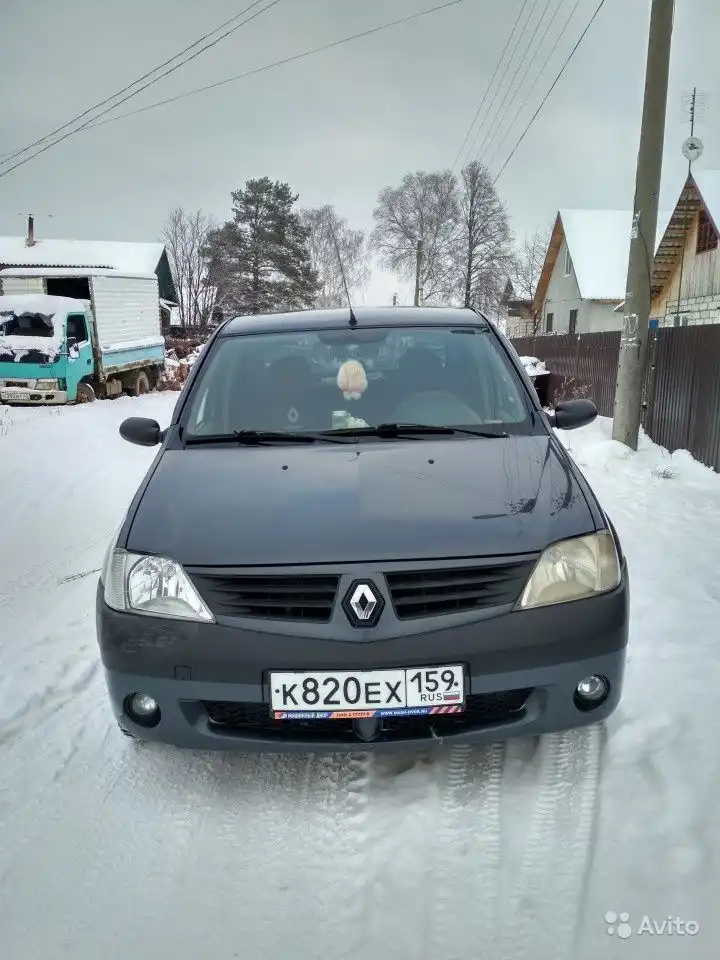 Фото автомобиля RENAULT LOGAN, 2006 — госномер К820ЕХ159. Цвет: ТЕМНО-СЕРЫЙ