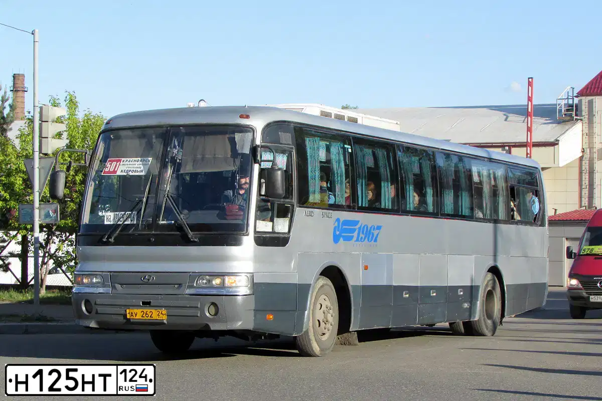 Фото автомобиля HYUNDAI AERO, 1999 — госномер Н125НТ124. Цвет: СЕРЫЙ