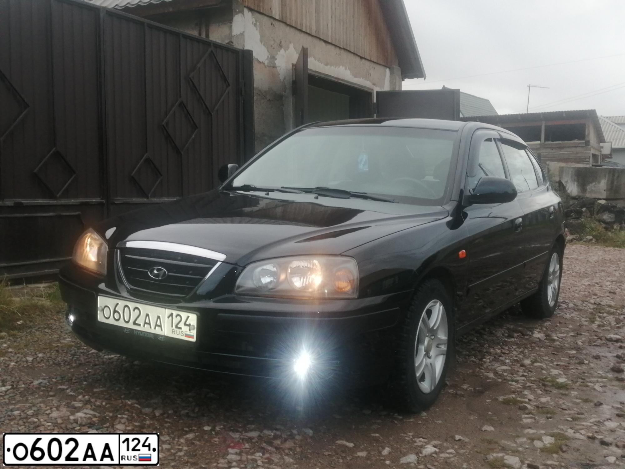 Фото автомобиля HYUNDAI ELANTRA, 2004 — госномер О602АА124. Цвет: ЧЕРНЫЙ