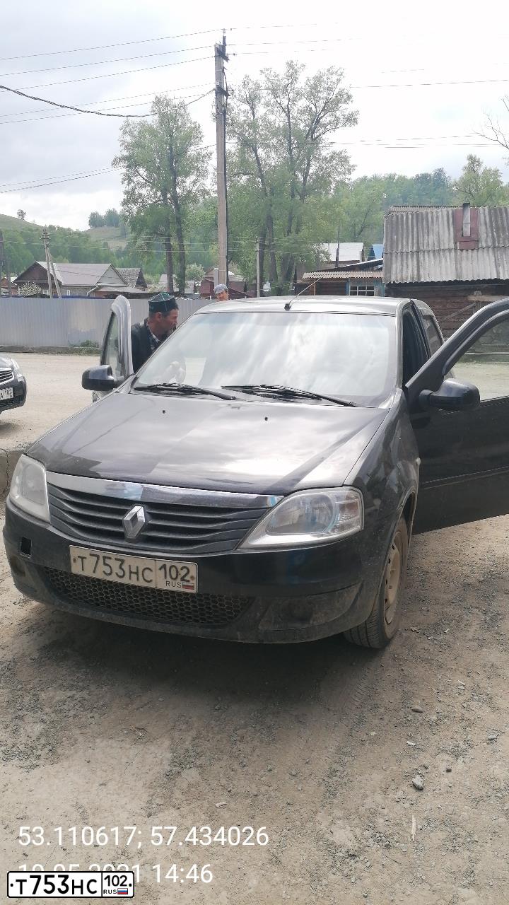 Фото автомобиля RENAULT LOGAN, 2011 — госномер О322ТК702. Цвет: ЧЕРНЫЙ