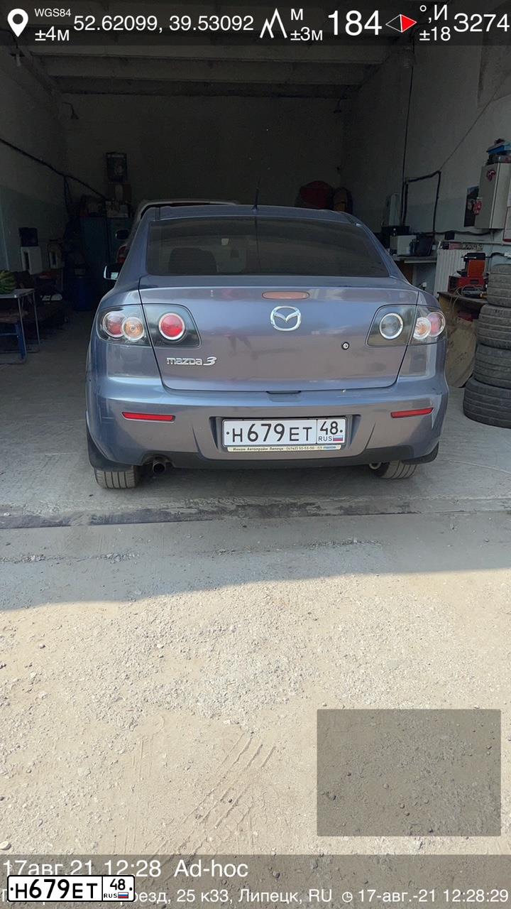 Фото автомобиля MAZDA 3, 2008 — госномер Н679ЕТ48. Цвет: СЕРЫЙ