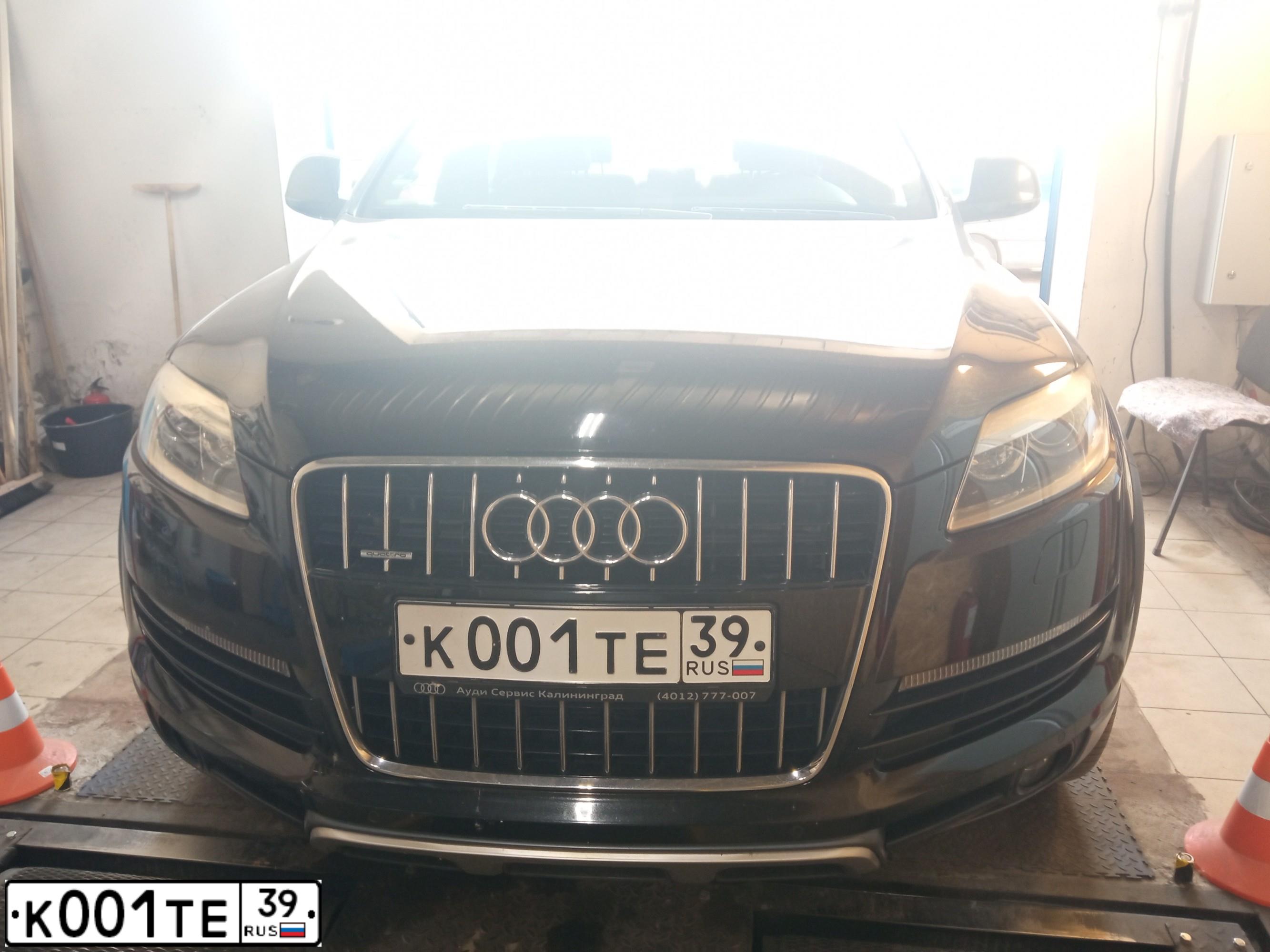 Фото автомобиля AUDI Q7, 2007 — госномер К001ТЕ39. Цвет: ЧЕРНЫЙ