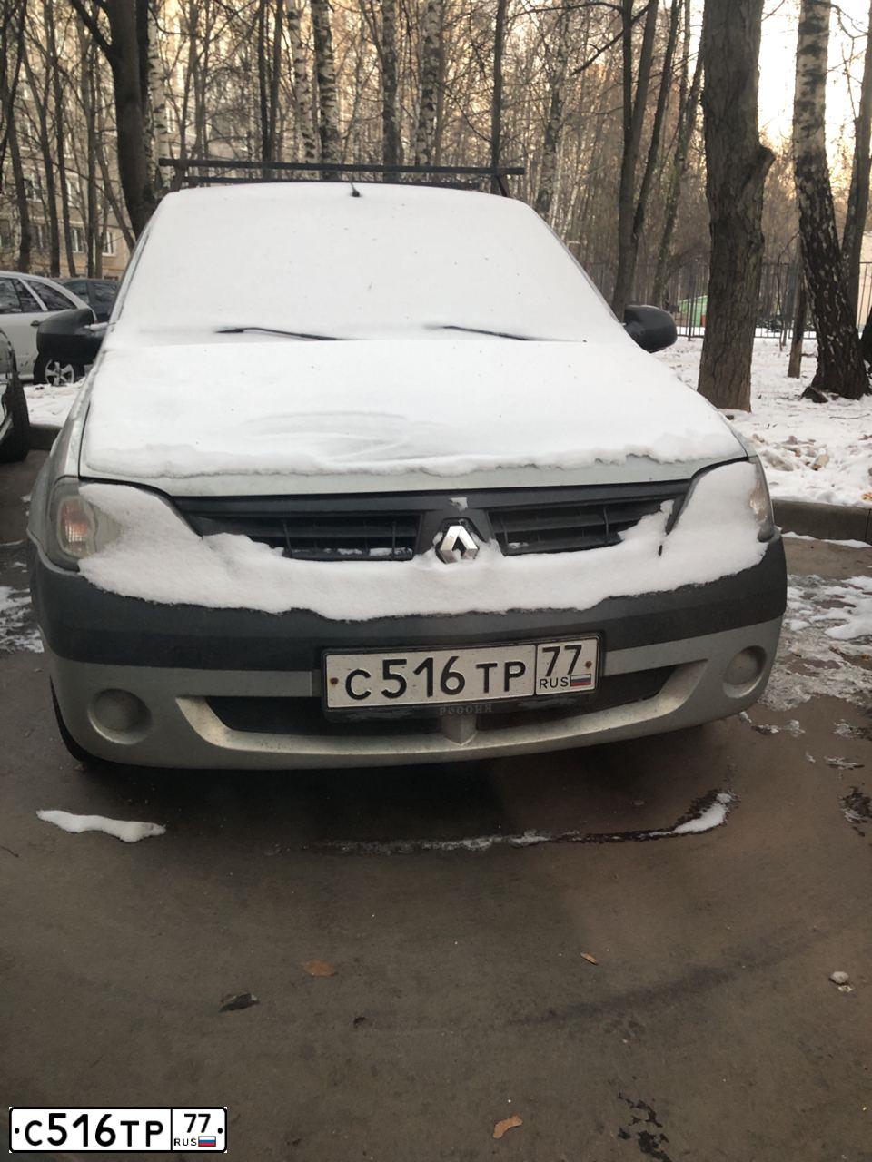 Фото автомобиля RENAULT LOGAN, 2008 — госномер С516ТР77. Цвет: Серый