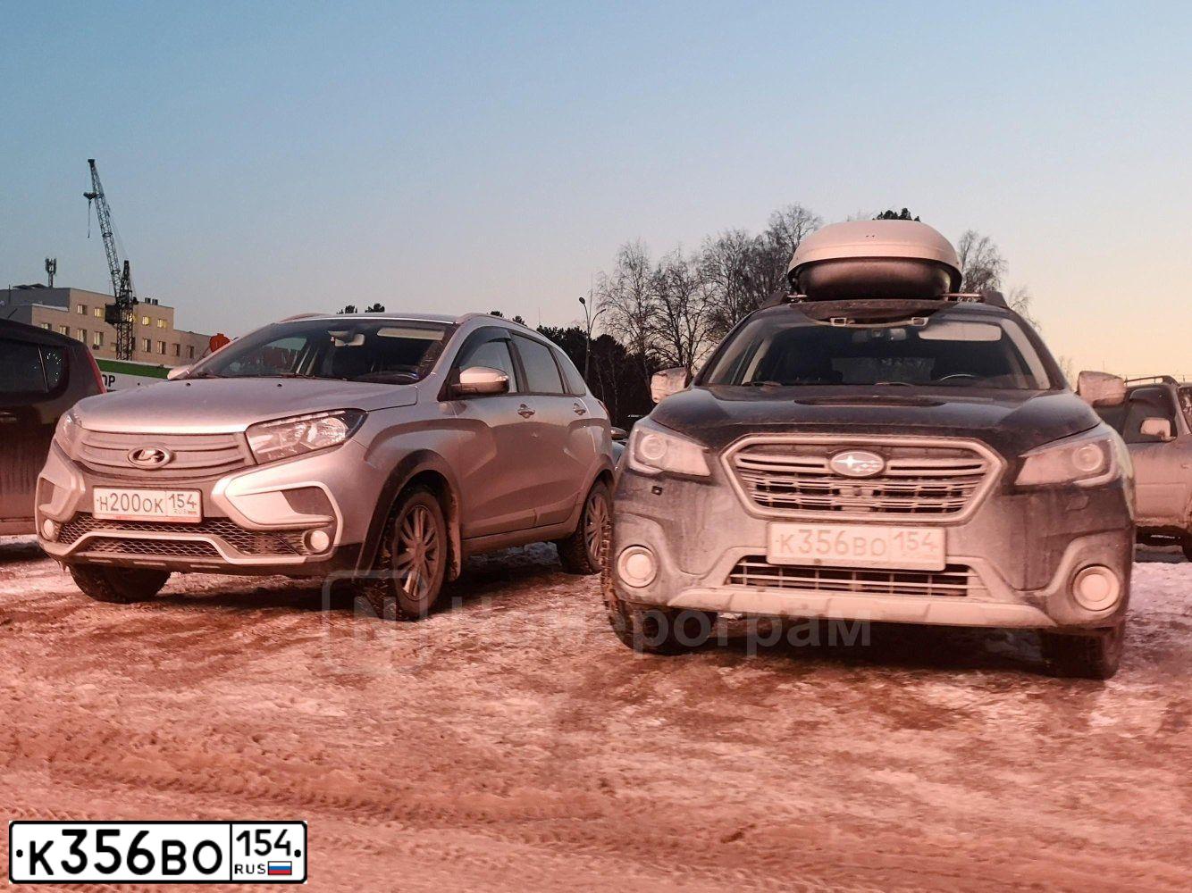 Фото автомобиля SUBARU OUTBACK, 2019 — госномер К356ВО154. Цвет: ЧЕРНЫЙ