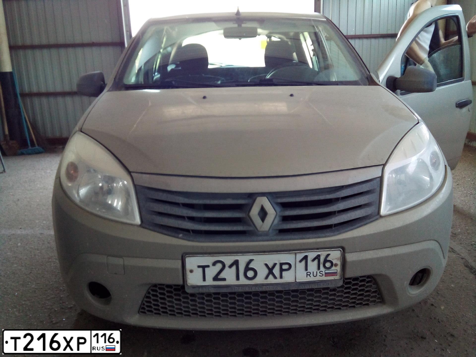 Фото автомобиля RENAULT SANDERO, 2014 — госномер Т216ХР116. Цвет: БЕЖЕВЫЙ