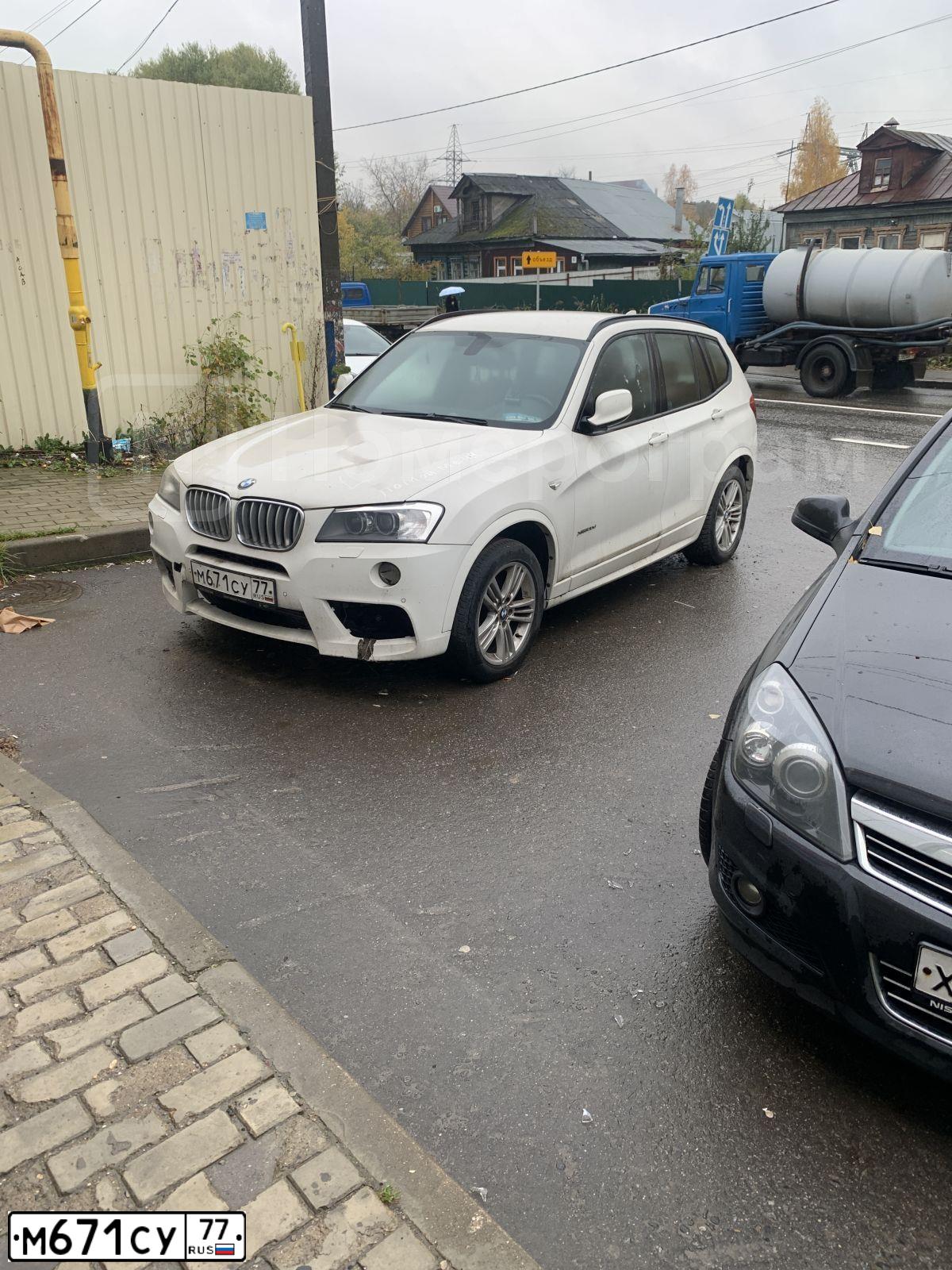 Фото автомобиля BMW X3, 2013 — госномер М671СУ77. Цвет: БЕЛЫЙ