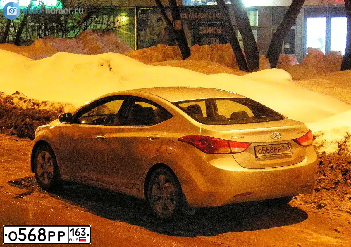 Фото автомобиля HYUNDAI ELANTRA, 2011 — госномер О568РР163. Цвет: СЕРЕБРИСТЫЙ