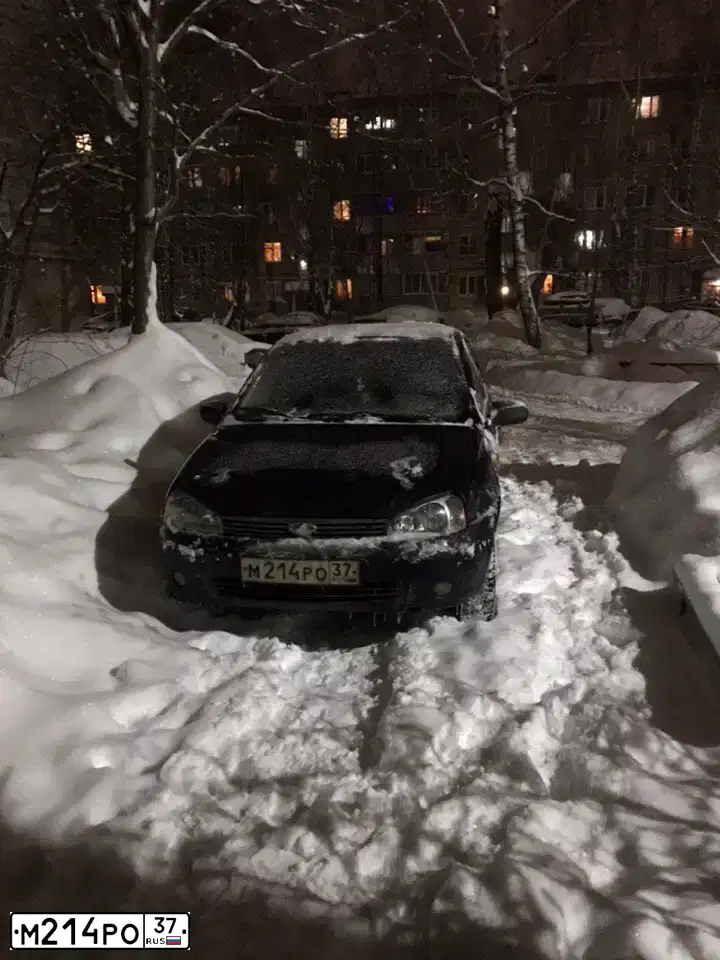 Фото автомобиля LADA KALINA, 2008 — госномер К108АА37. Цвет: ТЕМНЫЙ СИНЕ-ФИОЛЕТОВЫЙ