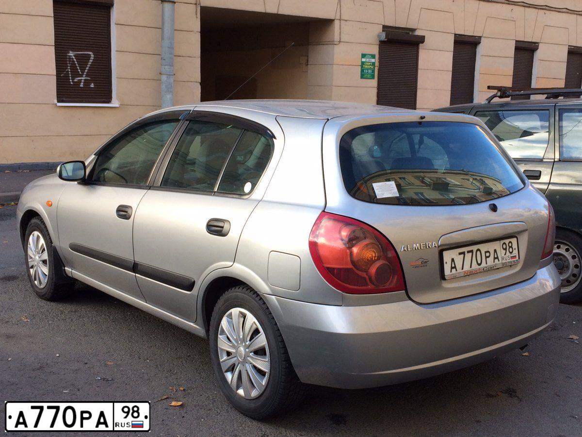 Фото автомобиля NISSAN ALMERA, 2004 — госномер А770РА98. Цвет: СЕРЕБРИСТЫЙ