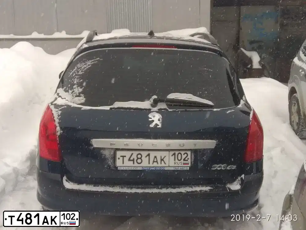 Фото автомобиля PEUGEOT T 308, 2010 — госномер Т481АК102. Цвет: ТЕМНО-СИНИЙ