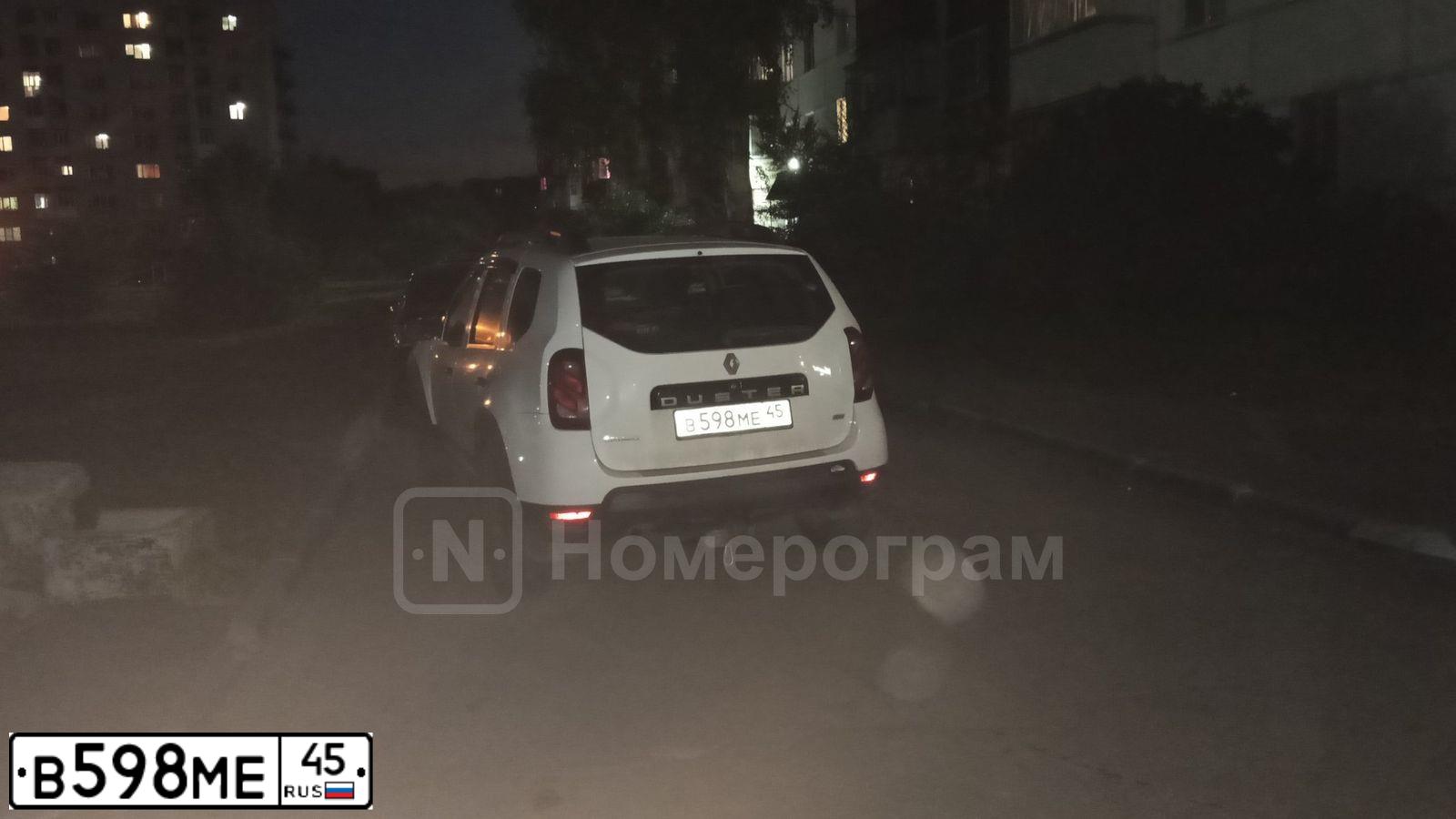 Фото автомобиля RENAULT DUSTER, 2017 — госномер В598МЕ45. Цвет: БЕЛЫЙ