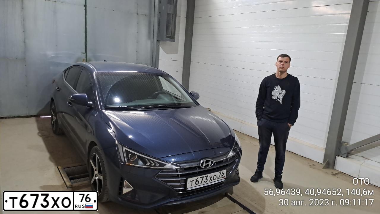 Фото автомобиля HYUNDAI ELANTRA, 2019 — госномер В534ТВ37. Цвет: СИНИЙ