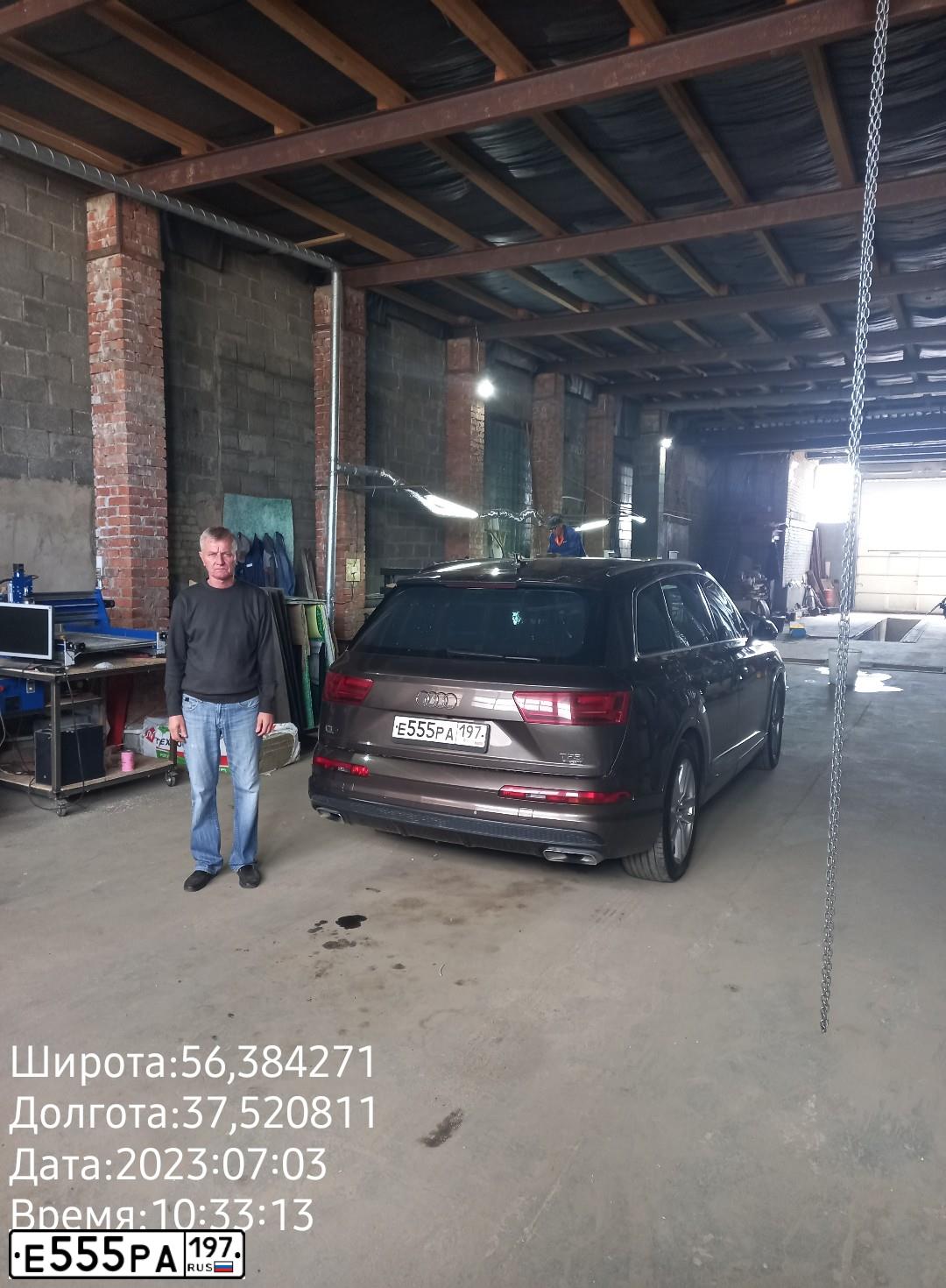 Фото автомобиля AUDI Q7, 2008 — госномер Е555РА197. Цвет: СИНИЙ
