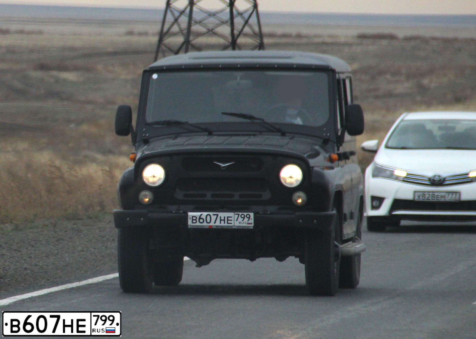 Фото автомобиля UAZ 3151 / HUNTER, 2018 — госномер В607НЕ799. Цвет: ЧЕРНЫЙ МЕТАЛЛИК