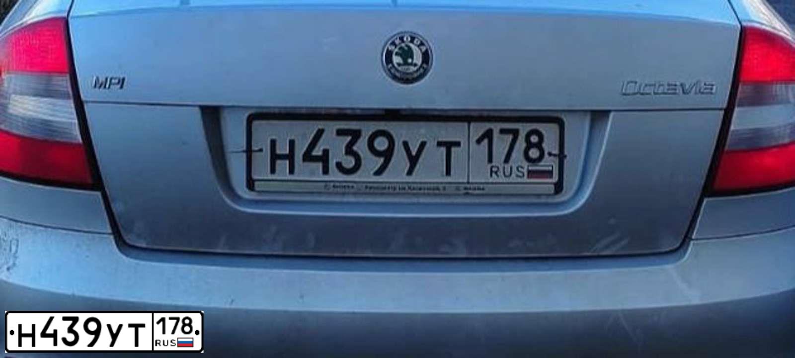 Фото автомобиля SKODA OCTAVIA, 2012 — госномер Н439УТ178. Цвет: серебристый
