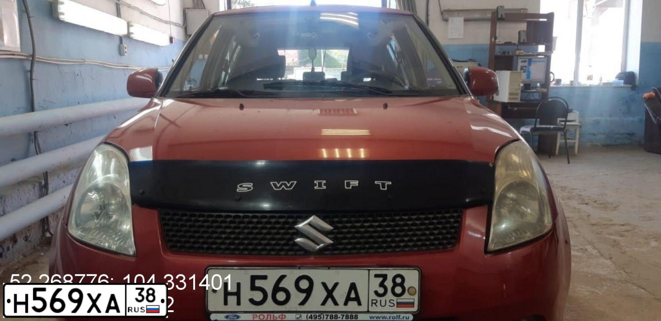 Фото автомобиля SUZUKI SWIFT, 2007 — госномер Н569ХА38. Цвет: КРАСНЫЙ