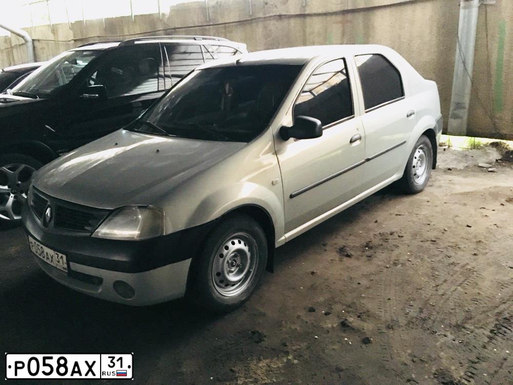 Фото автомобиля RENAULT LOGAN, 2006 — госномер Р058АХ31. Цвет: СЕРЫЙ