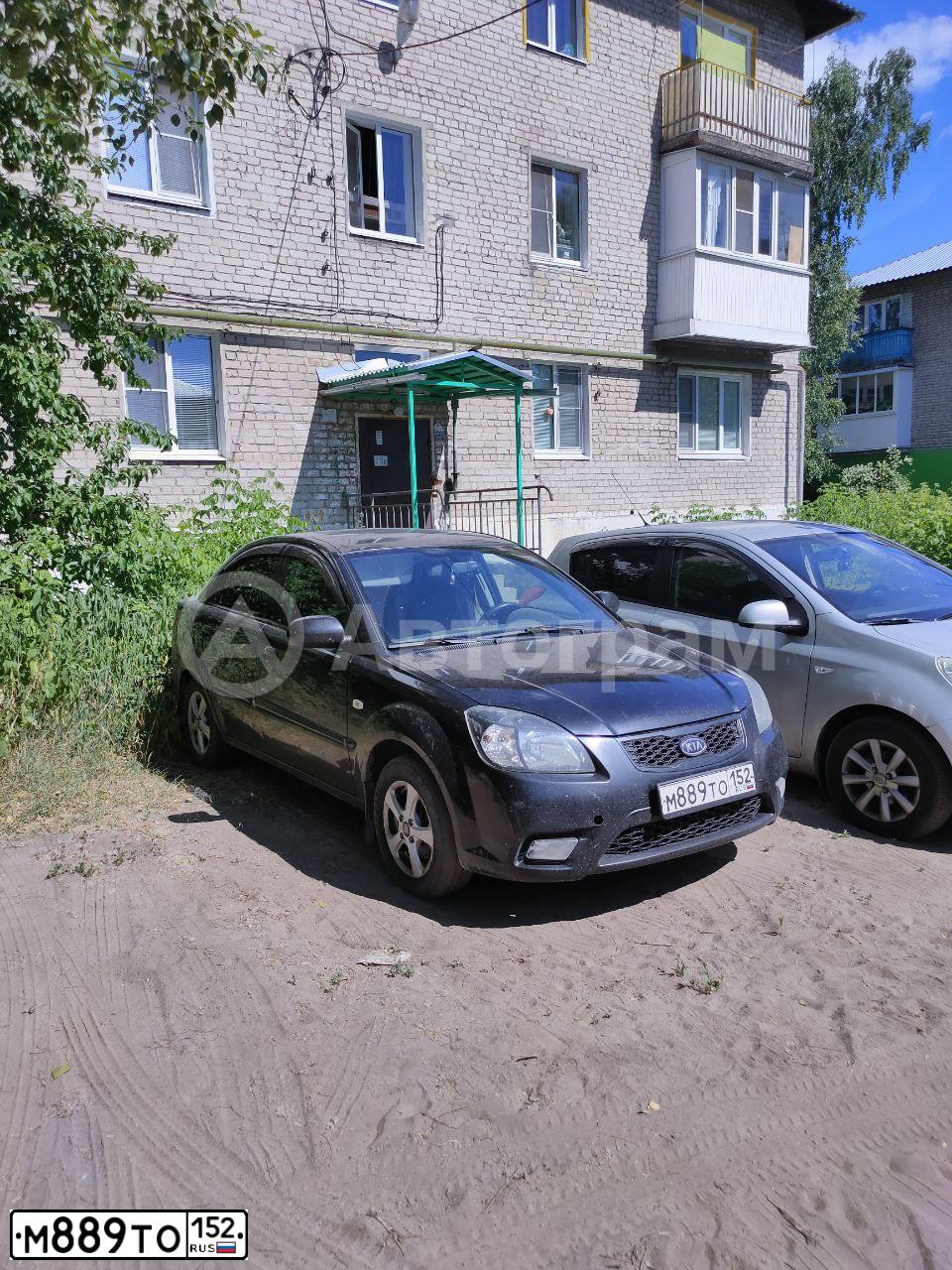 Фото автомобиля KIA RIO, 2009 — госномер М889ТО152. Цвет: ЧЕРНЫЙ
