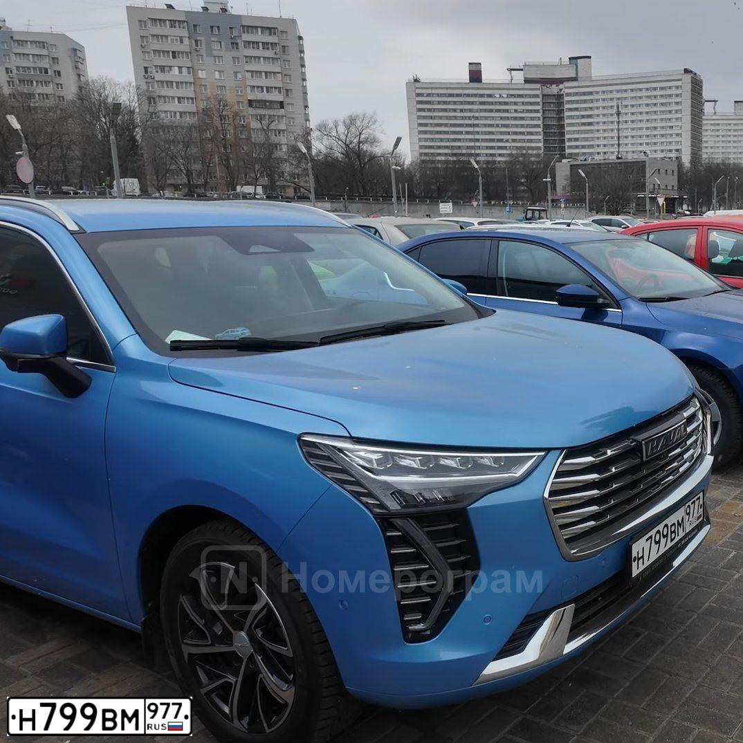 Фото автомобиля HAVAL JOLION, 2023 — госномер Н799ВМ977. Цвет: синий