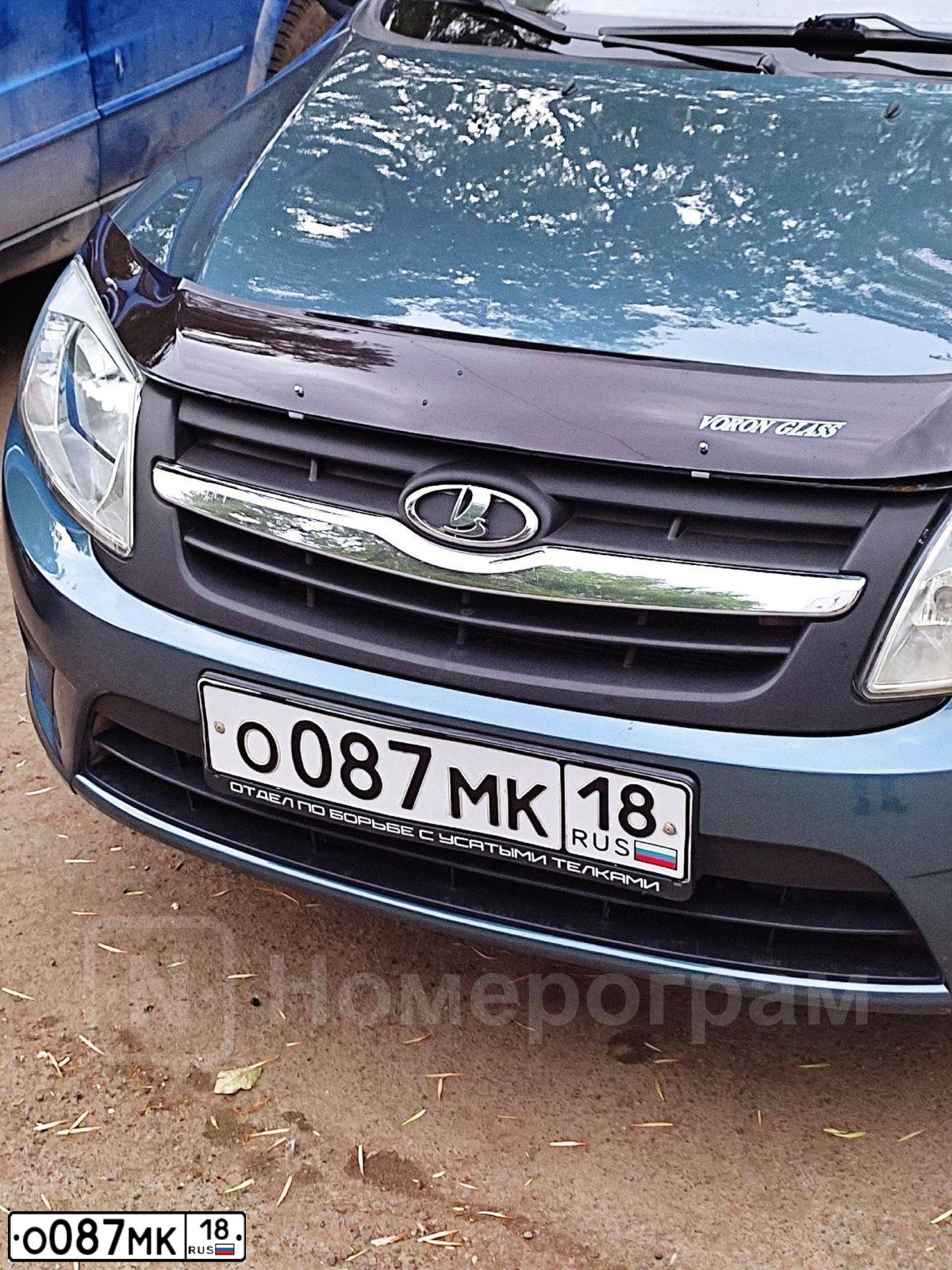 Фото автомобиля LADA 2191 GRANTA, 2014 — госномер О087МК18. Цвет: Серо-Синий