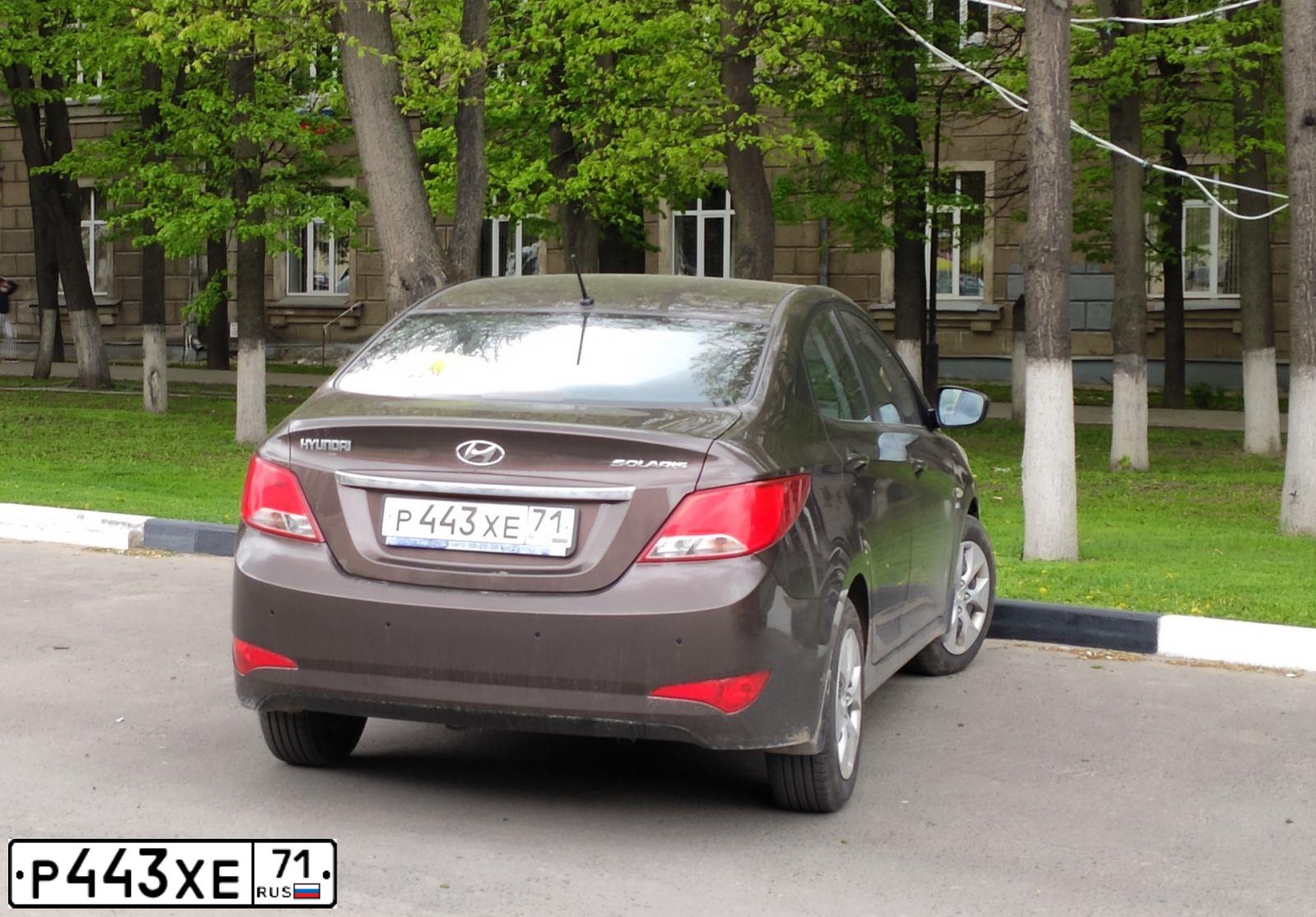 Фото автомобиля HYUNDAI SOLARIS, 2015 — госномер У870КЕ71. Цвет: Коричневый