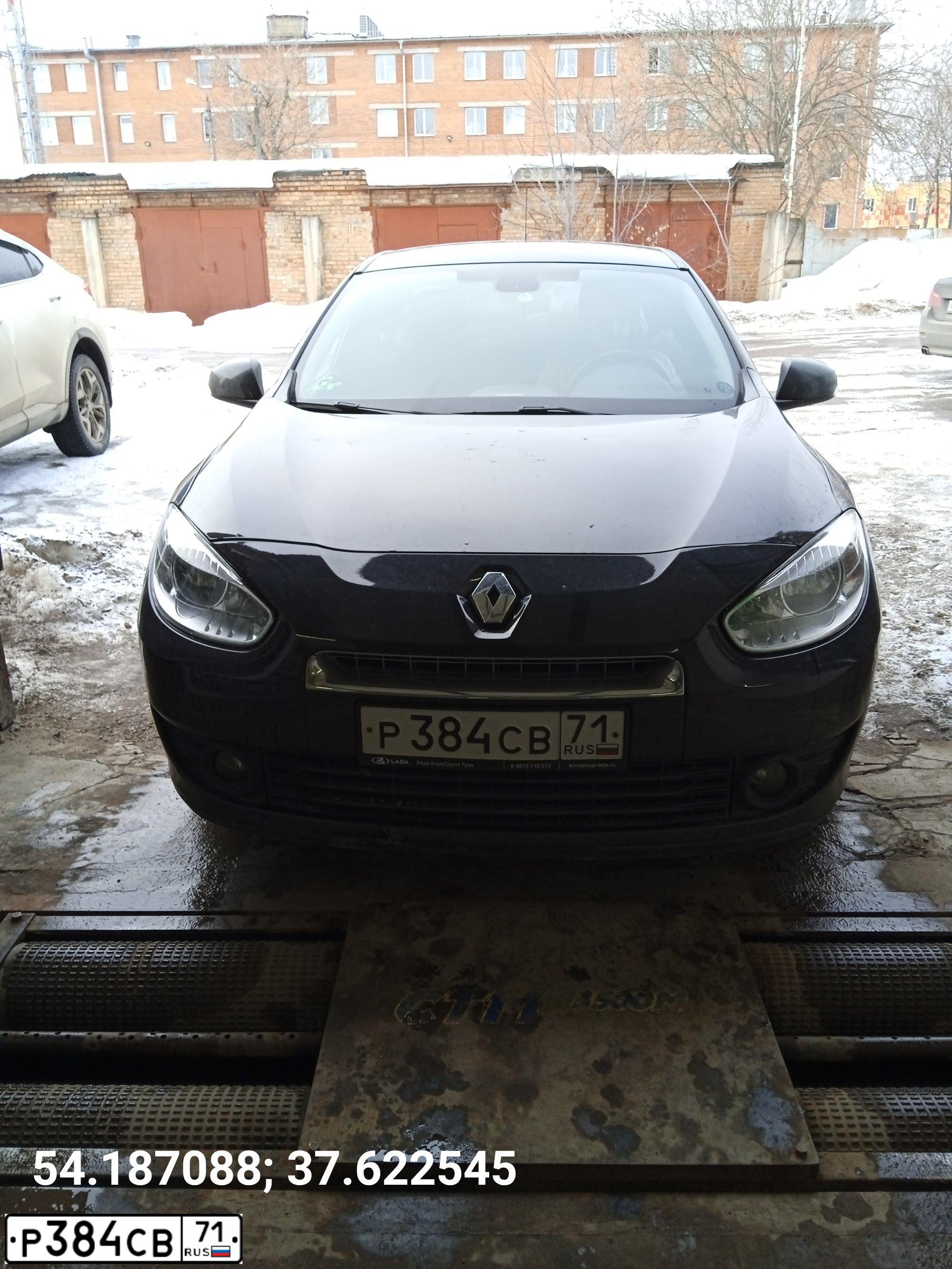 Фото автомобиля RENAULT FLUENCE, 2012 — госномер Р384СВ71. Цвет: ЧЕРНЫЙ