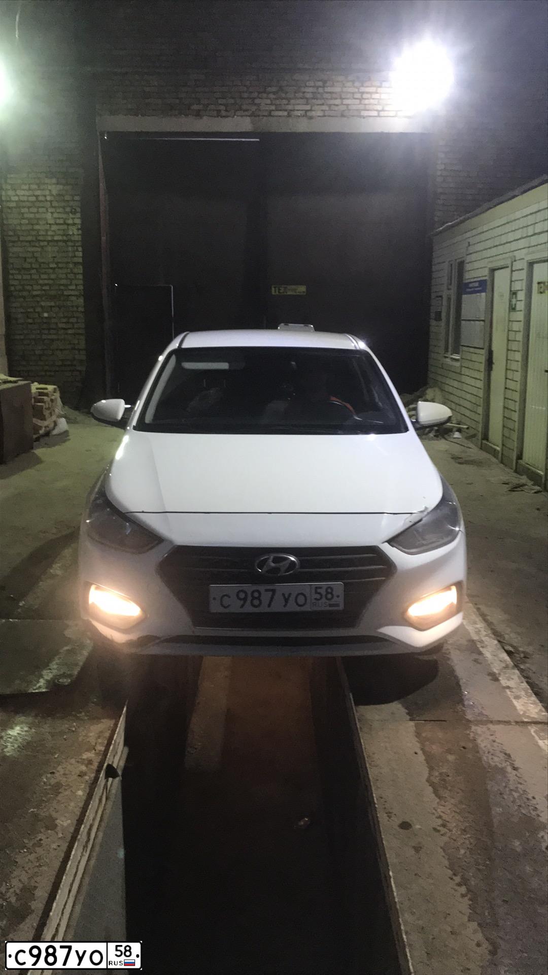 Фото автомобиля HYUNDAI SOLARIS, 2018 — госномер С987УО58. Цвет: Белый