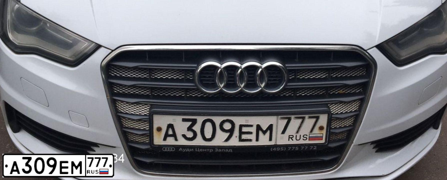 Фото автомобиля AUDI A3, 2014 — госномер А309ЕМ777. Цвет: БЕЛЫЙ