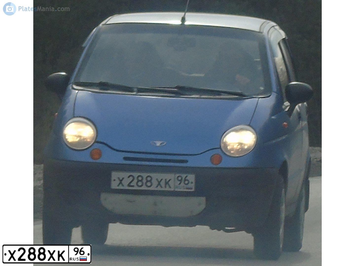 Фото автомобиля DAEWOO MATIZ, 2007 — госномер Х288ХК96. Цвет: голубой