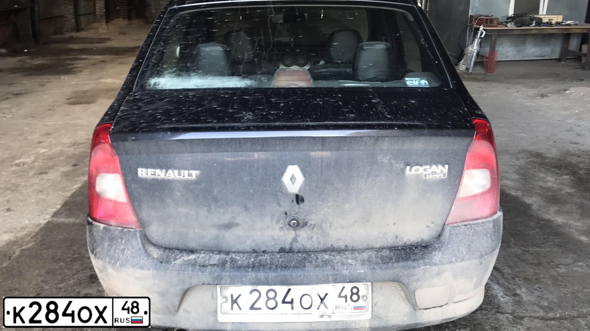 Фото автомобиля RENAULT LOGAN, 2010 — госномер К284ОХ48. Цвет: ЧЕРНЫЙ