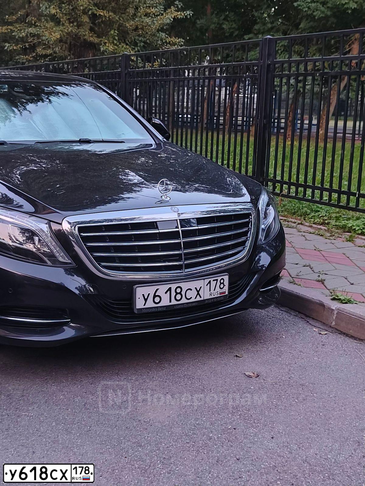 Фото автомобиля MERCEDES S-KLASSE, 2014 — госномер У618СХ178. Цвет: ЧЕРНЫЙ