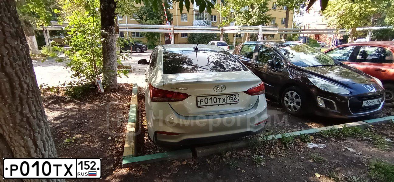 Фото автомобиля HYUNDAI SOLARIS, 2019 — госномер Р010ТХ152. Цвет: БЕЖЕВЫЙ