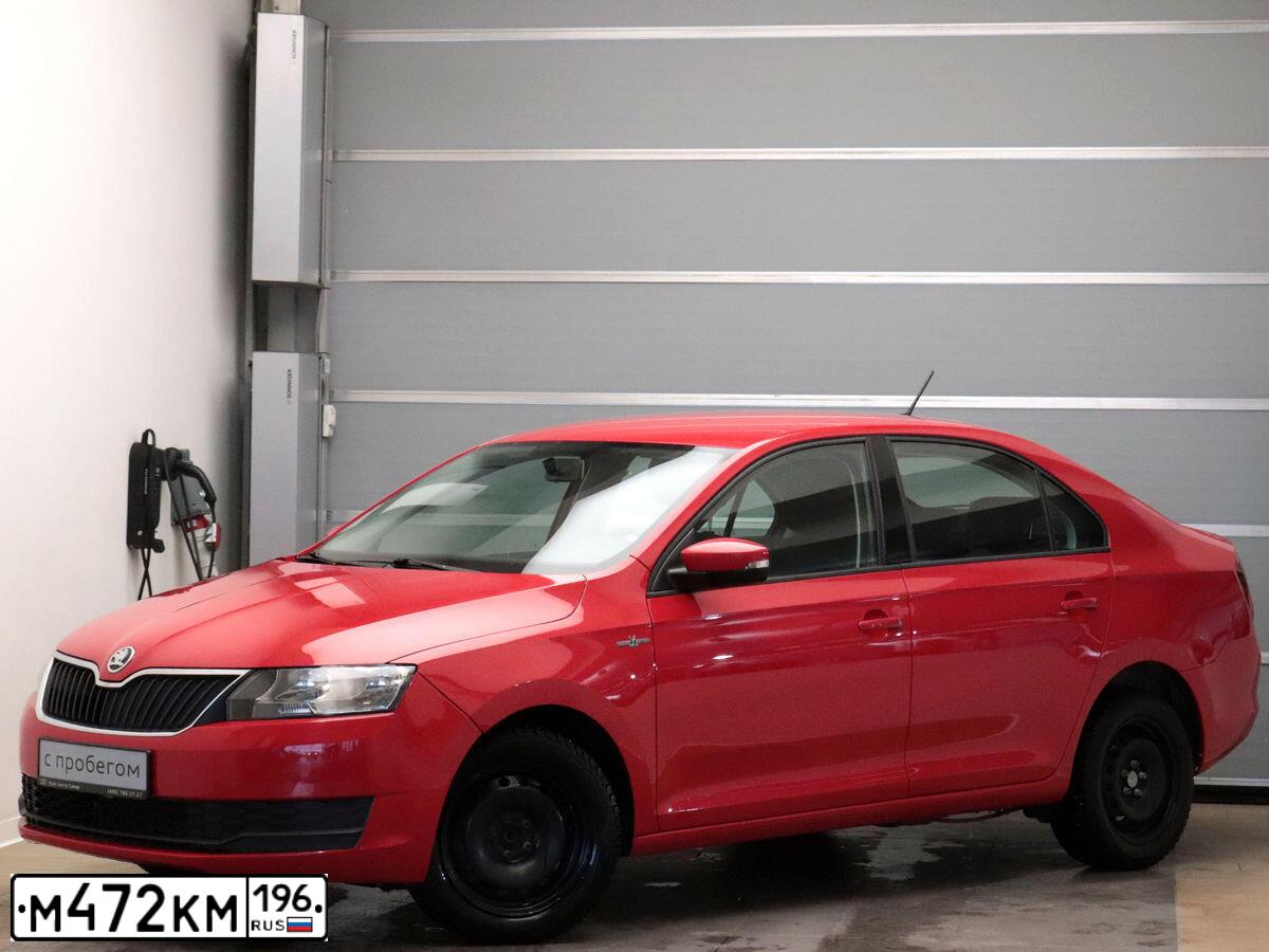 Фото автомобиля SKODA RAPID, 2019 — госномер М472КМ196. Цвет: КРАСНЫЙ