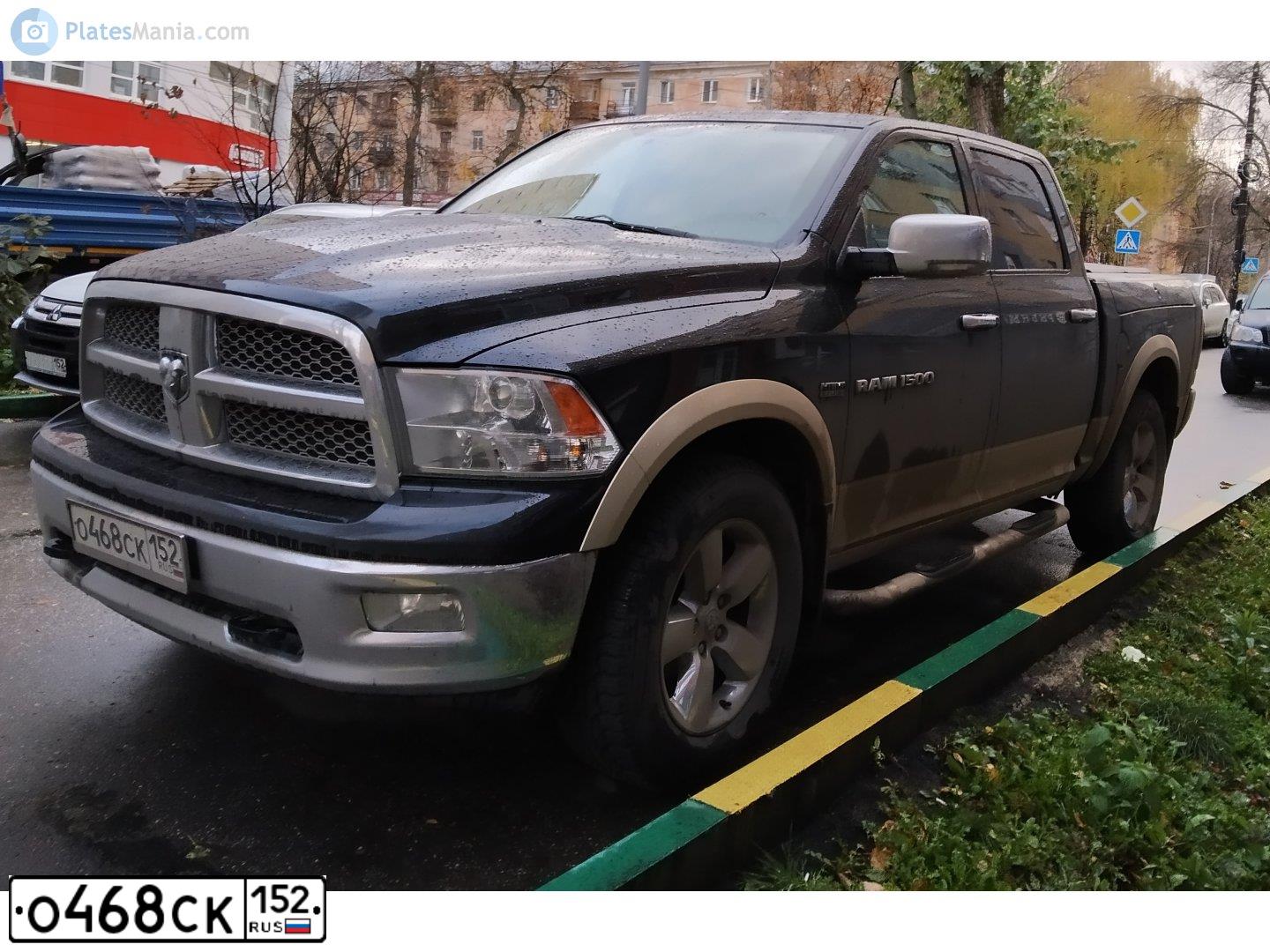 Фото автомобиля DODGE RAM, 2010 — госномер О468СК152. Цвет: ЧЕРНЫЙ