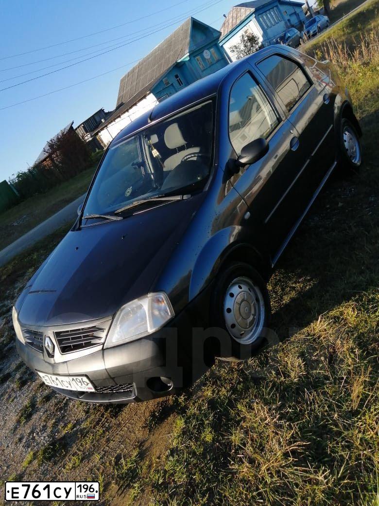 Фото автомобиля RENAULT LOGAN, 2008 — госномер Е761СУ196. Цвет: ТЕМНО-СЕРЫЙ