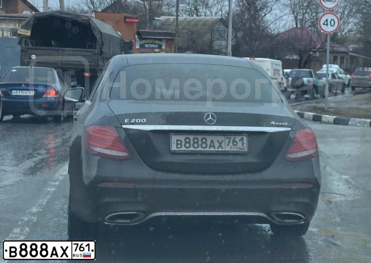 Фото автомобиля MERCEDES E-KLASSE, 2016 — госномер В888АХ761. Цвет: ЧЕРНЫЙ