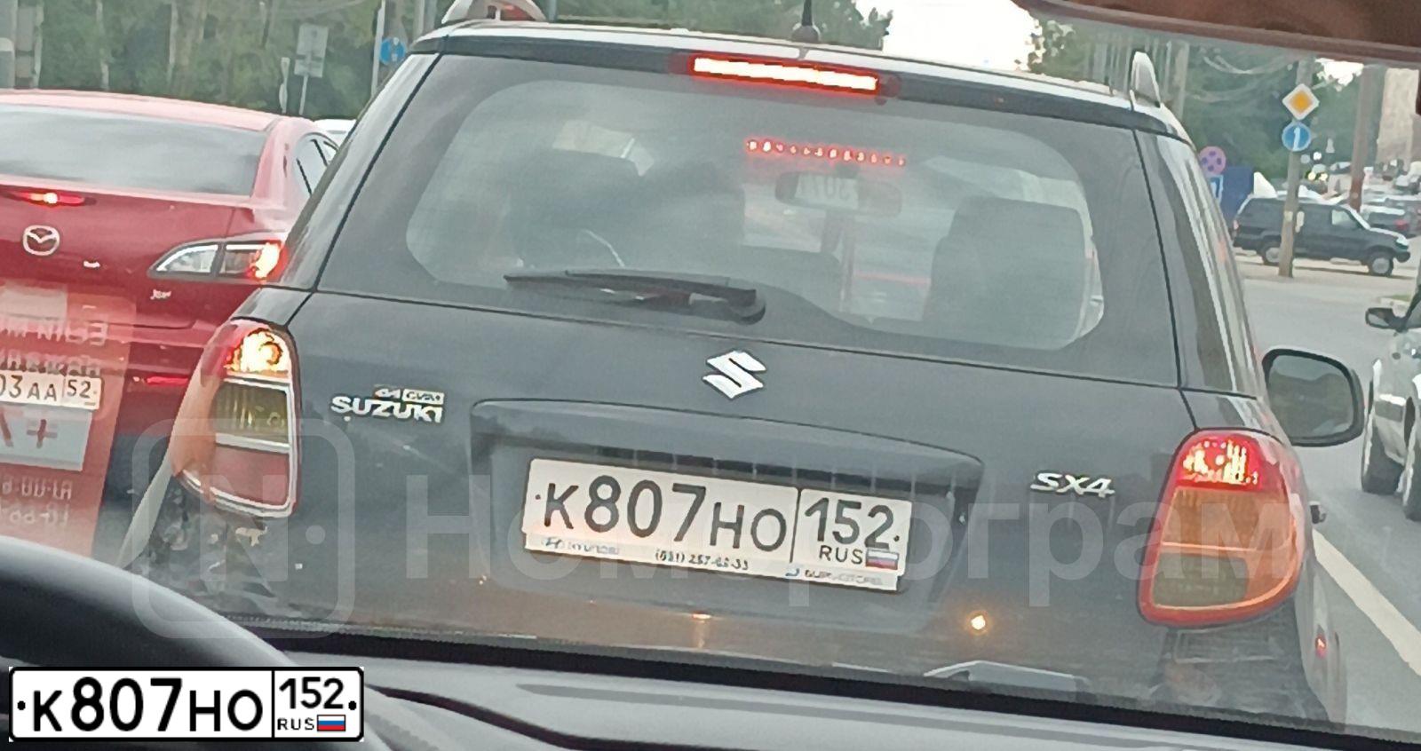 Фото автомобиля SUZUKI SX 4, 2008 — госномер К807НО152. Цвет: ЧЕРНЫЙ
