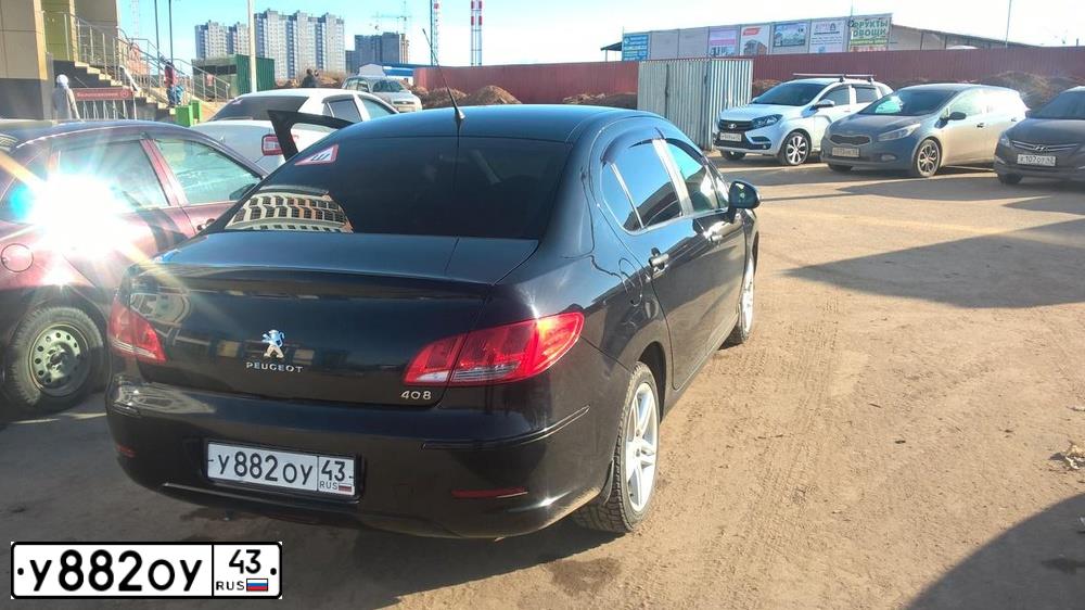 Фото автомобиля PEUGEOT 408, 2012 — госномер У882ОУ43. Цвет: ЧЕРНЫЙ