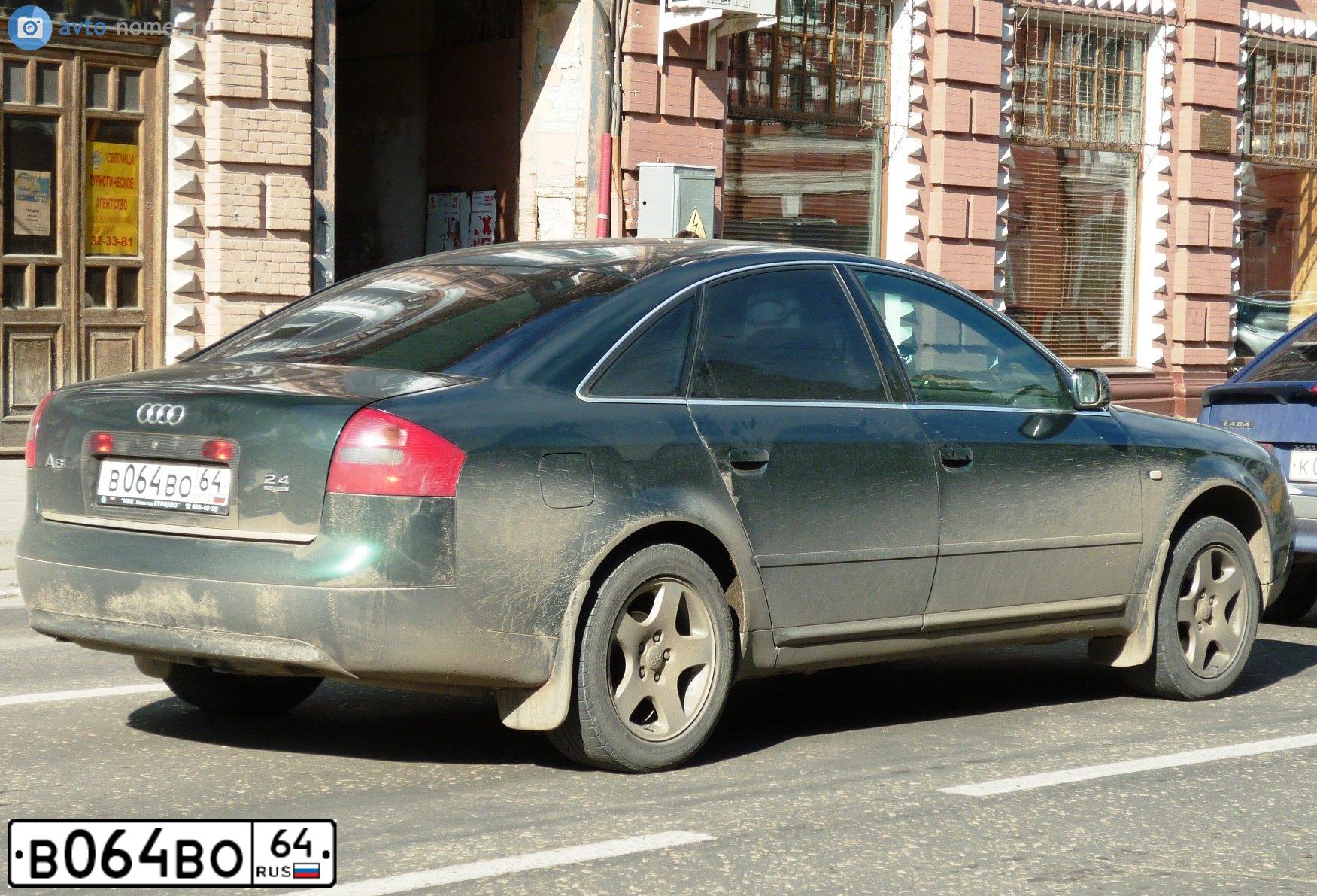 Фото автомобиля AUDI A6, 2001 — госномер В064ВО64. Цвет: ЧЕРНЫЙ