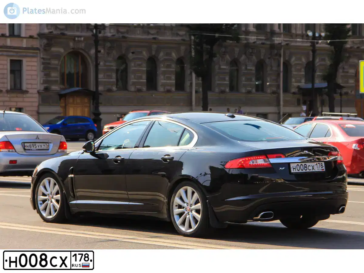 Фото автомобиля JAGUAR XF-SERIE, 2009 — госномер Н008СХ178. Цвет: ЧЕРНЫЙ