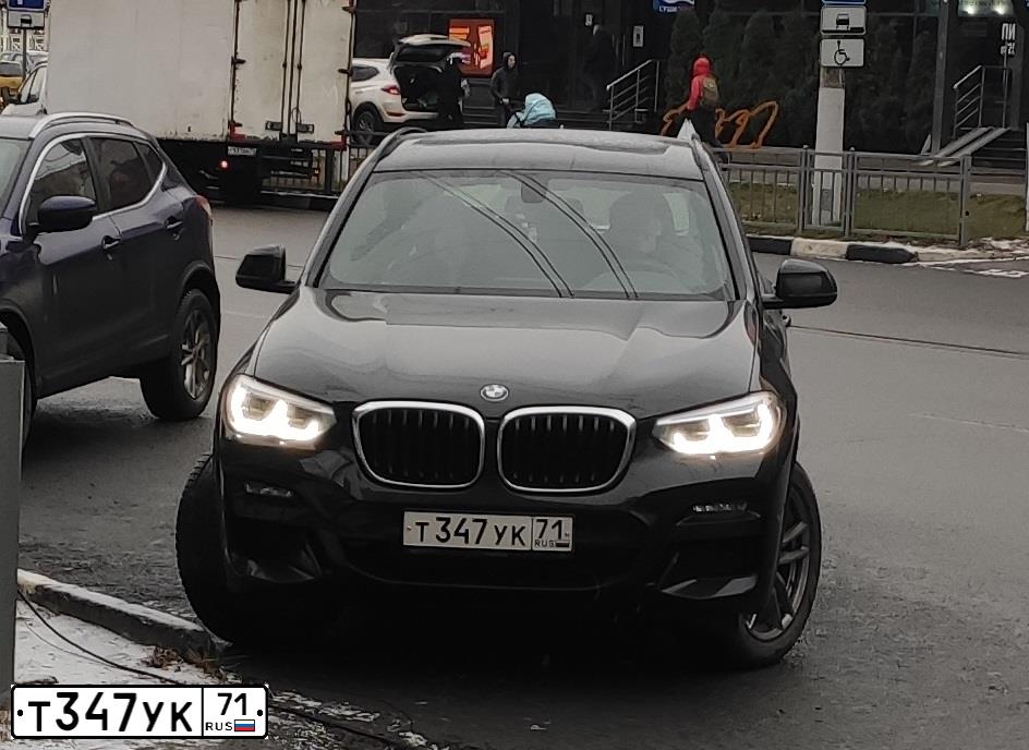 Фото автомобиля BMW X3, 2019 — госномер Т347УК71. Цвет: ЧЕРНЫЙ