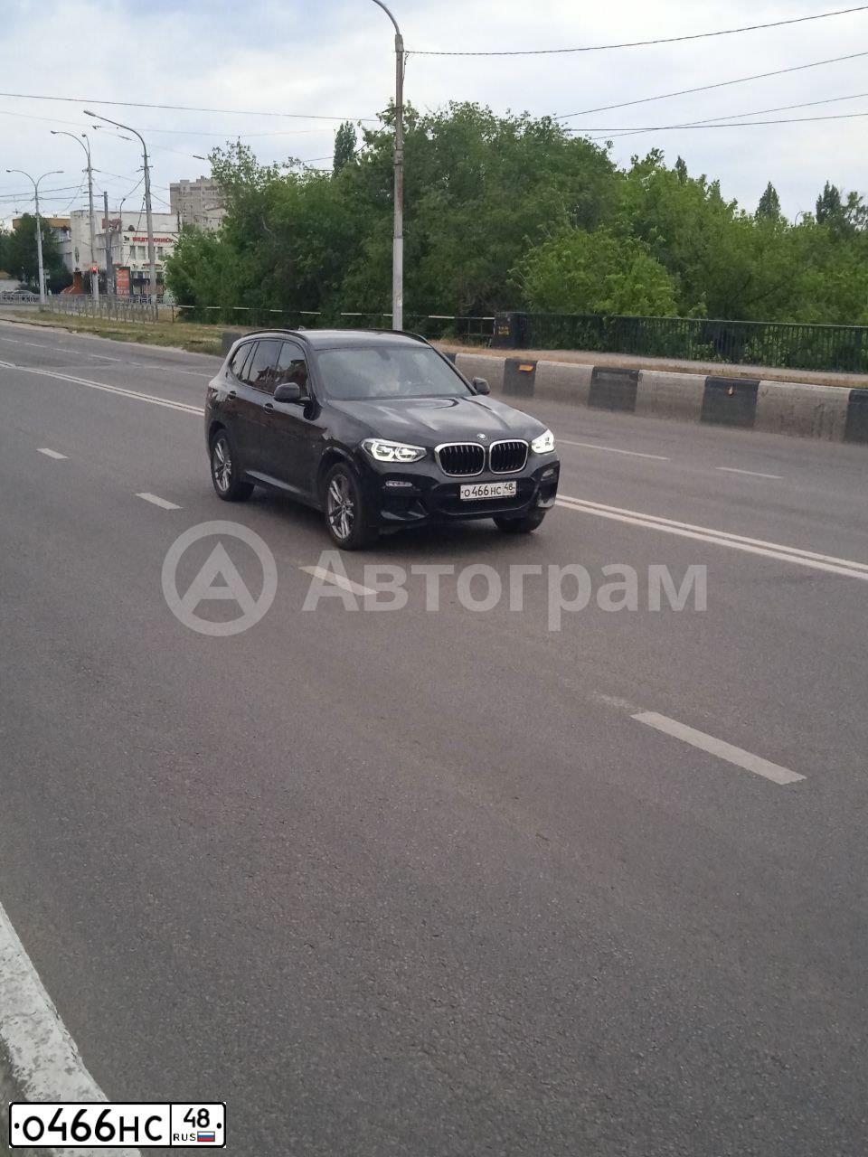 Фото автомобиля BMW X3, 2019 — госномер О466НС48. Цвет: ЧЕРНЫЙ