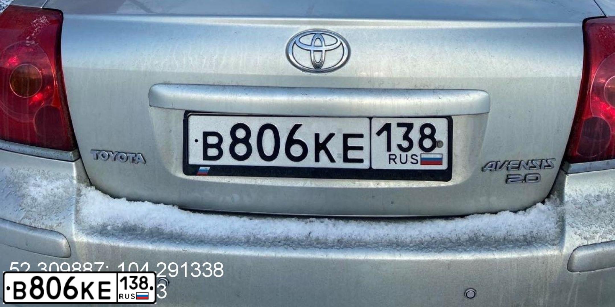 Фото автомобиля TOYOTA AVENSIS, 2004 — госномер С500ОВ71. Цвет: Серебристый