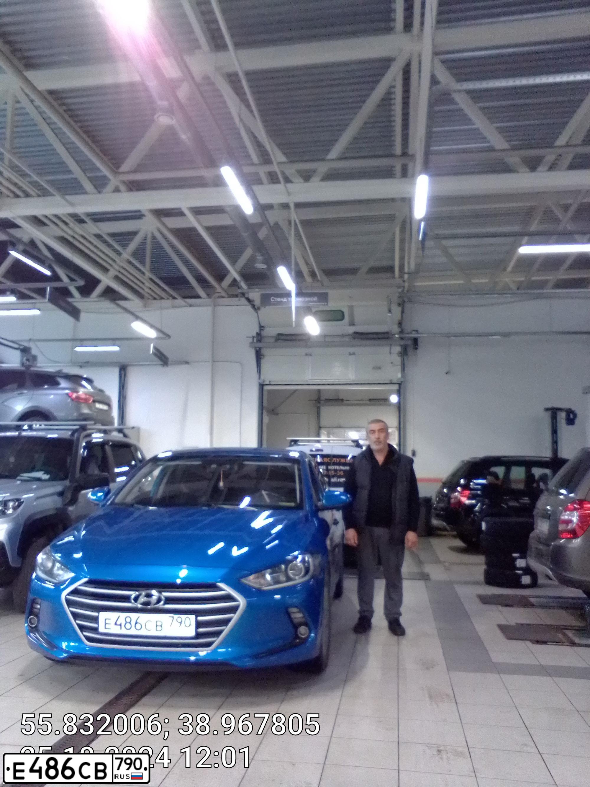 Фото автомобиля HYUNDAI ELANTRA, 2017 — госномер Е486СВ790. Цвет: синий