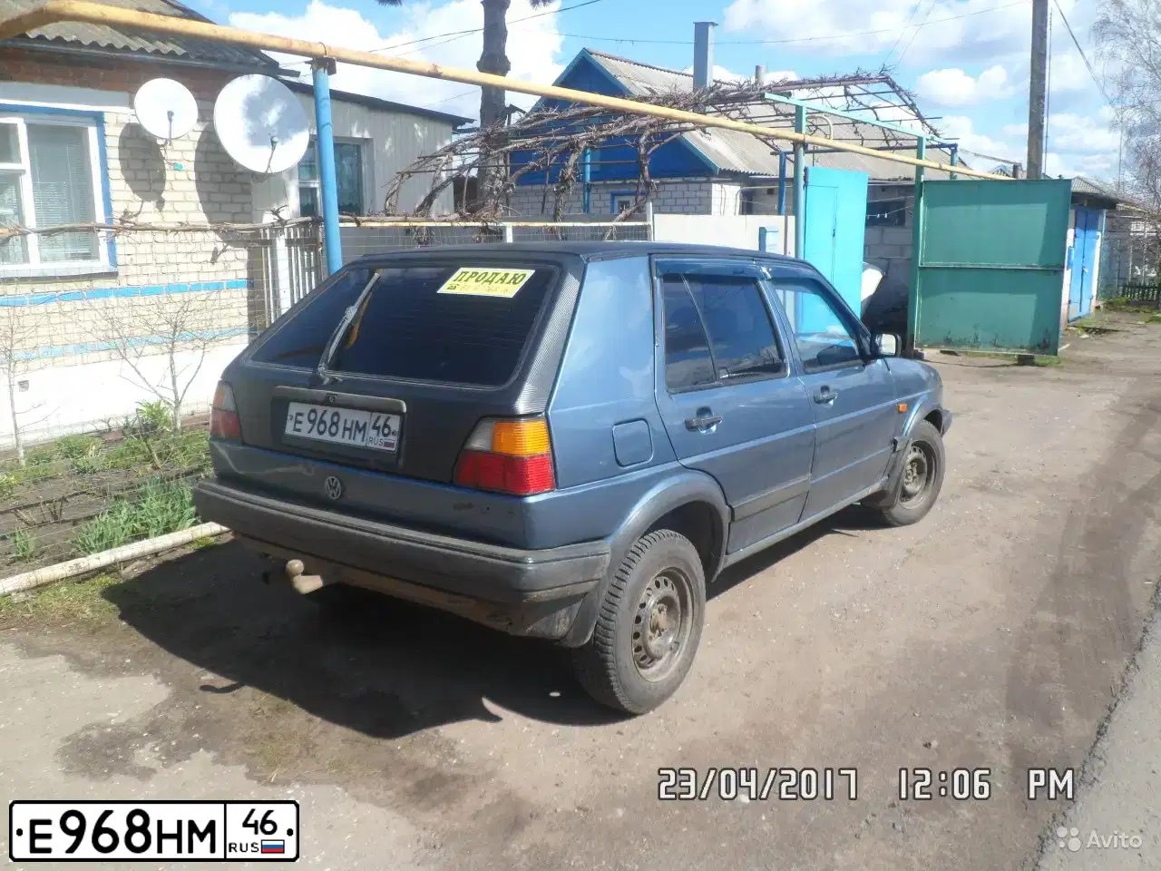 Фото автомобиля VOLKSWAGEN GOLF, 1991 — госномер Е968НМ46. Цвет: СИНИЙ(ГОЛУБОЙ)