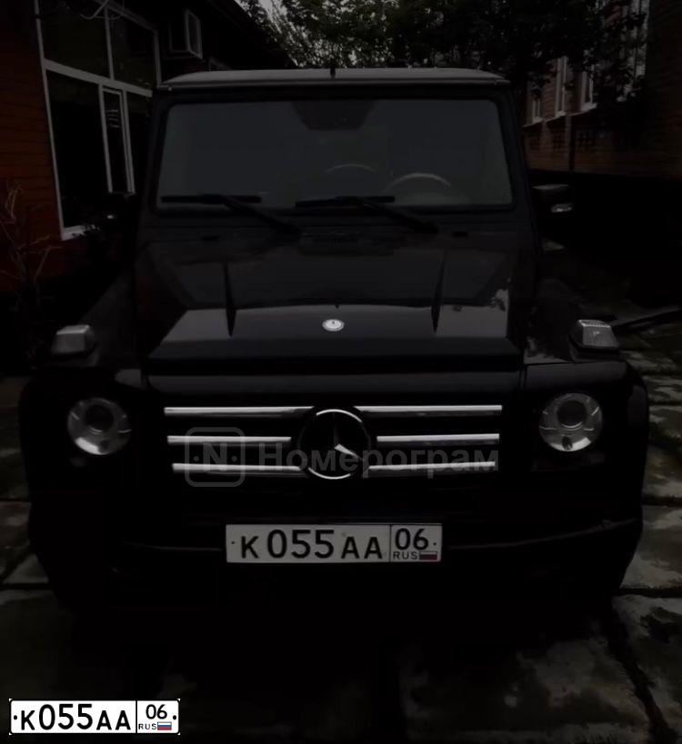 Фото автомобиля MERCEDES G-KLASSE, 2010 — госномер К055АА06. Цвет: ЧЕРНЫЙ