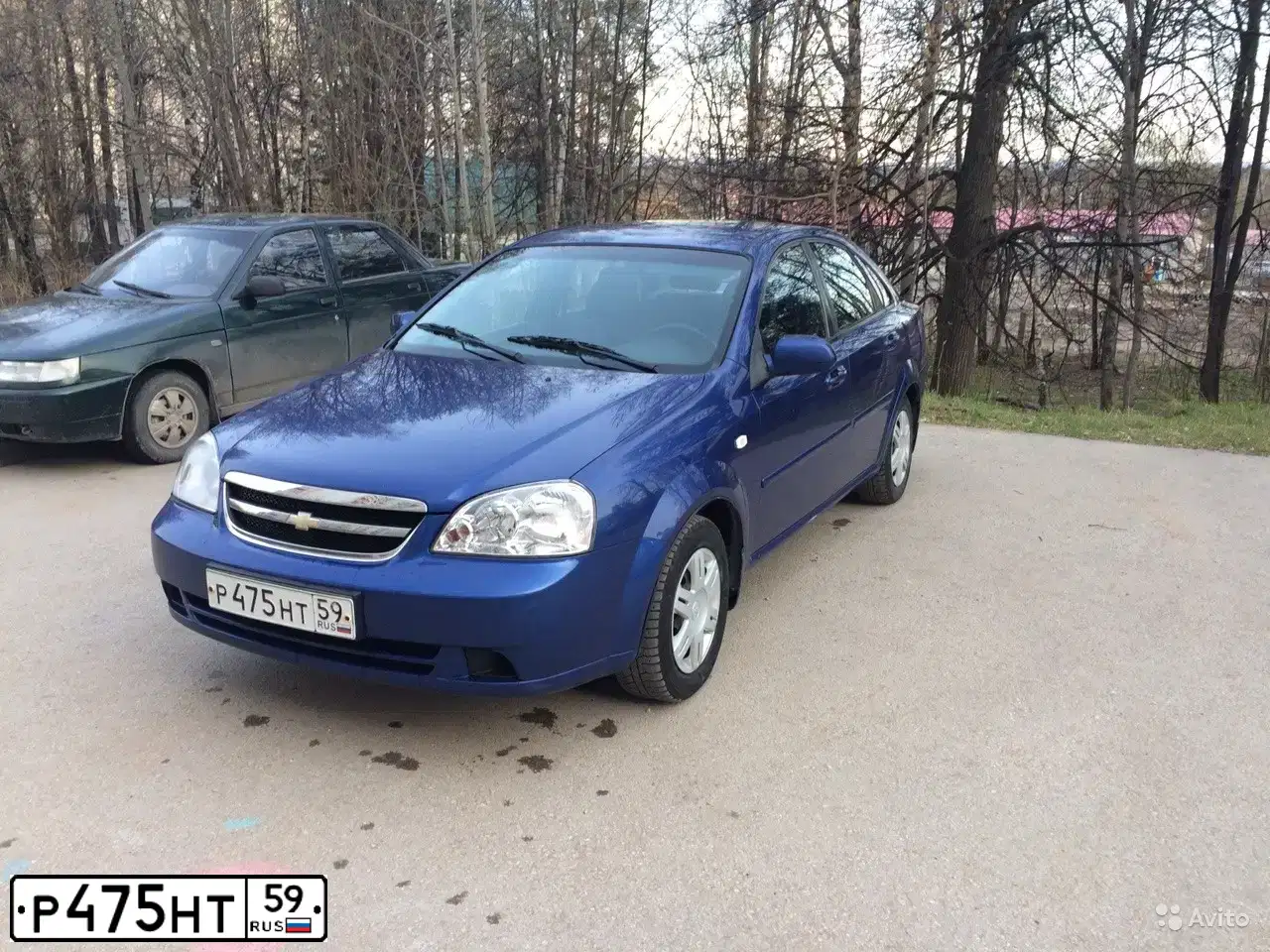 Фото автомобиля CHEVROLET LACETTI, 2008 — госномер Р475НТ59. Цвет: синий