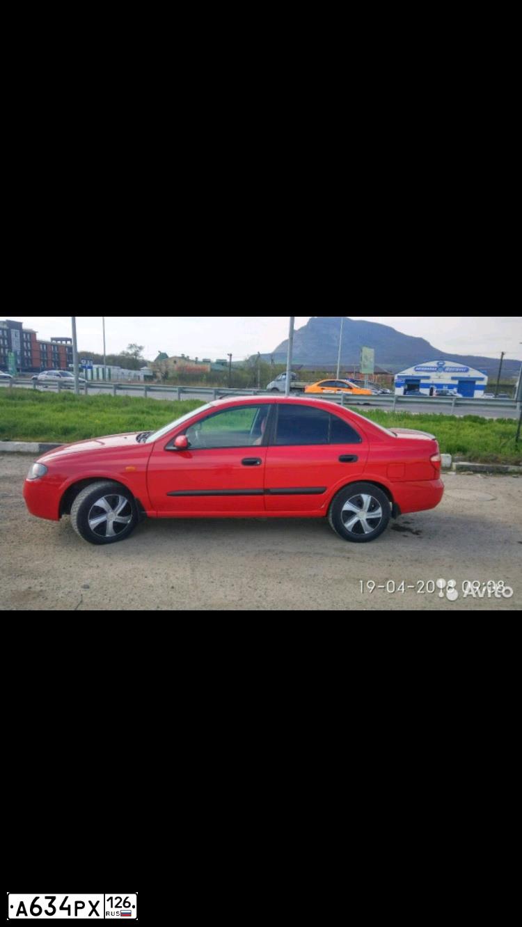 Фото автомобиля NISSAN ALMERA, 2005 — госномер А634РХ126. Цвет: Красный