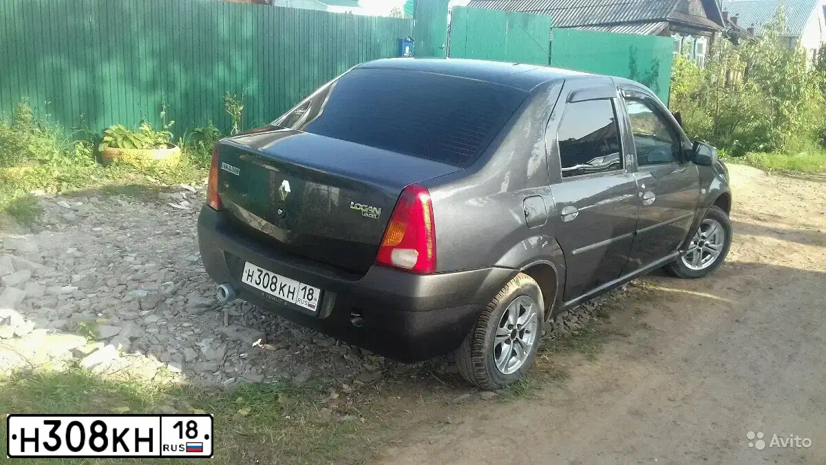 Фото автомобиля RENAULT LOGAN, 2006 — госномер Н308КН18. Цвет: ТЕМНО-СЕРЫЙ